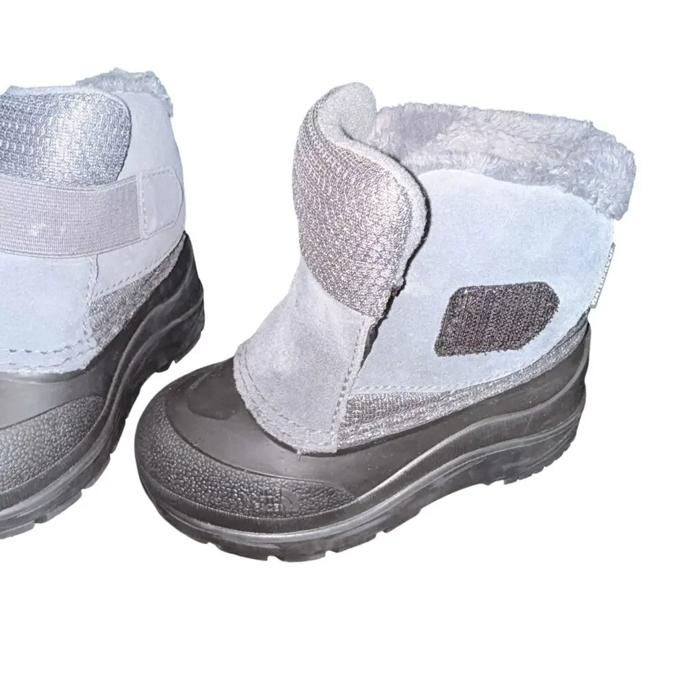 The North Face Toddler Baby Alpenglow II Boots Waterproof Gray Faux Fur Size 8